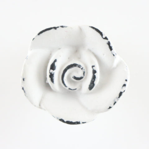 Cast iron rose pull-white distressed