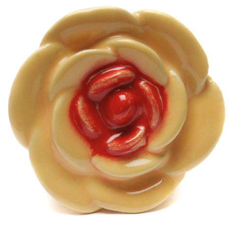 Ceramic yellow/red rose pull