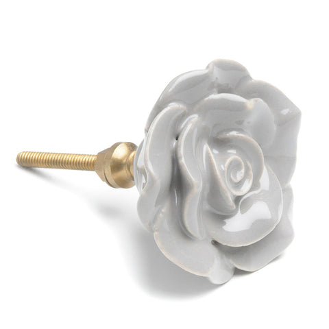 Ceramic open rose pull-grey