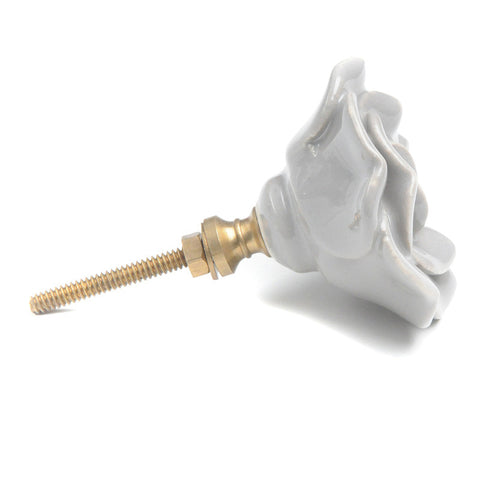 Ceramic open rose pull-grey