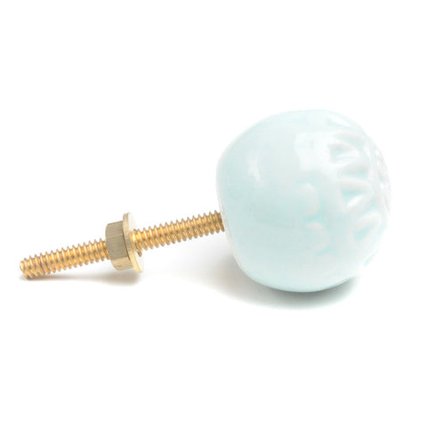Round ceramic embossed pull-seafoam
