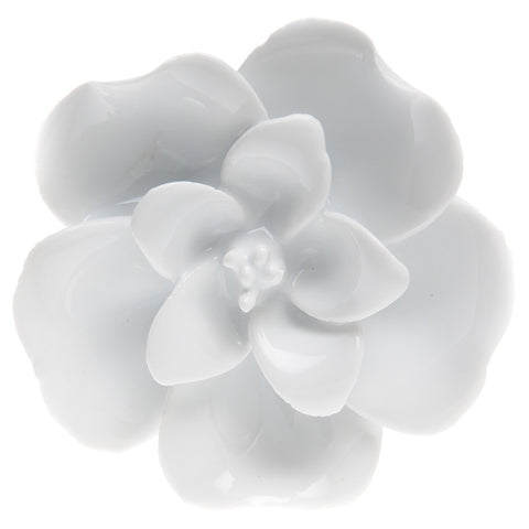Ceramic sculpted flower-white