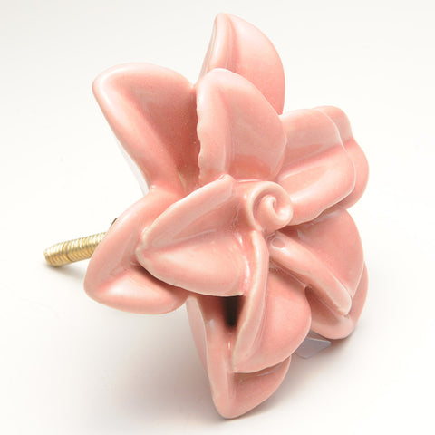 Ceramic chunky flower pull-pink