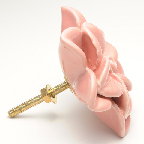 Ceramic chunky flower pull-pink