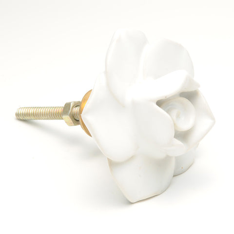 Ceramic open rose pull-white