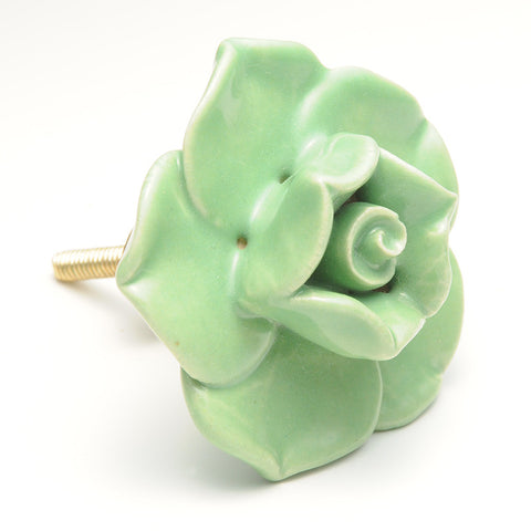 Ceramic open rose pull-green