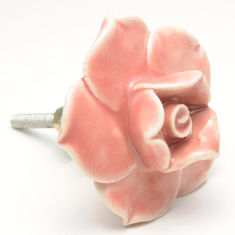 Ceramic open rose pull-pink