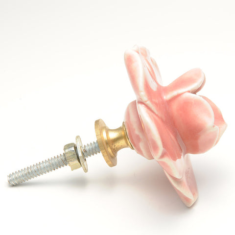 Ceramic open rose pull-pink