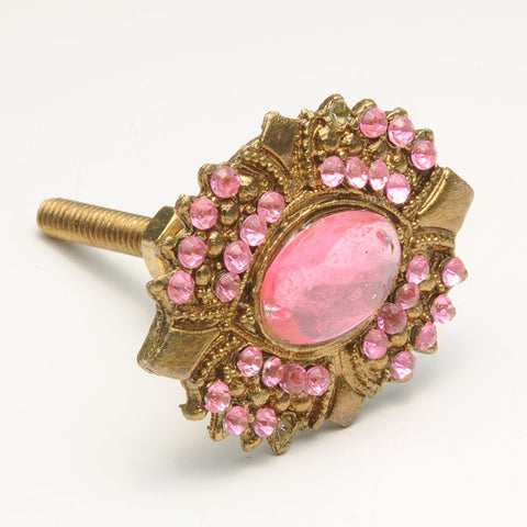 Oval jeweled pull-pink