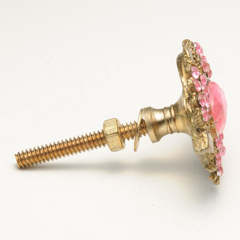 Oval jeweled pull-pink