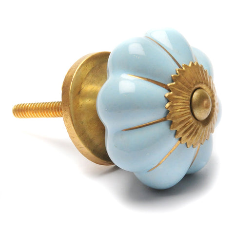 Ceramic pumpkin shaped pull-blue/gold