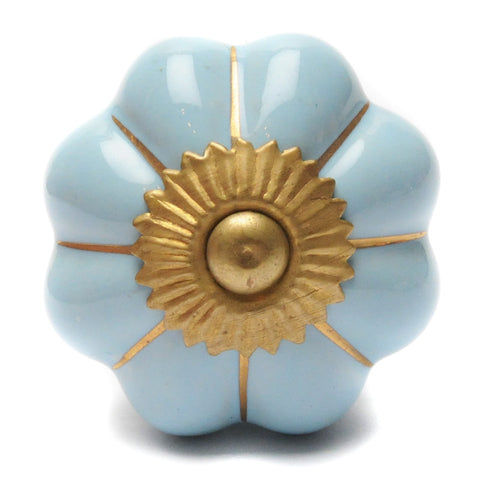 Ceramic pumpkin shaped pull-blue/gold
