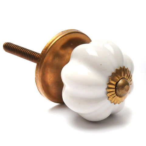 Mini ceramic pumpkin-shaped pull-white