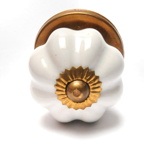 Mini ceramic pumpkin-shaped pull-white
