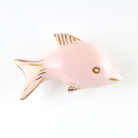 Pink ceramic dolphin pull