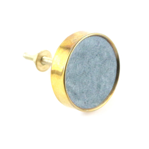 Green marble flat pull with gold rim