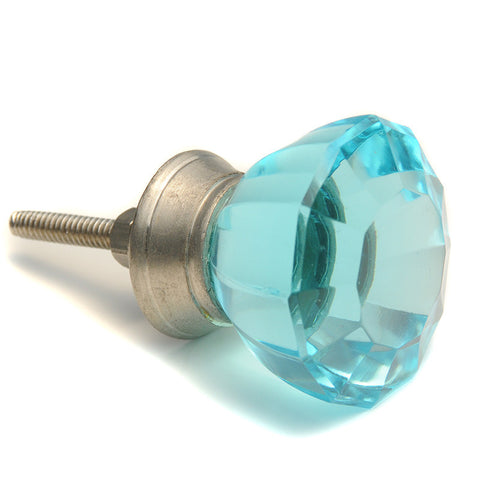Turquoise glass pull w/silver backing