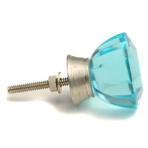 Turquoise glass pull w/silver backing