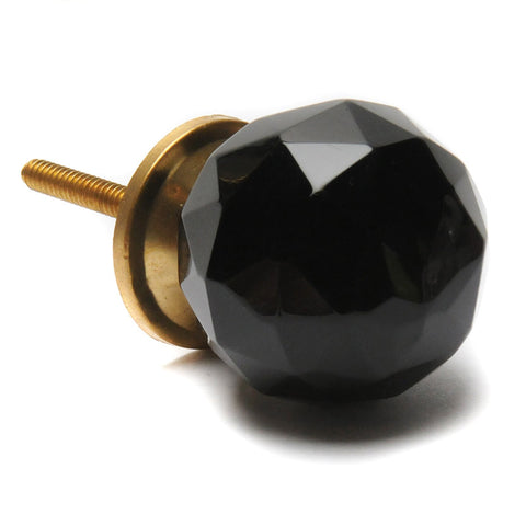 Black round faceted pull
