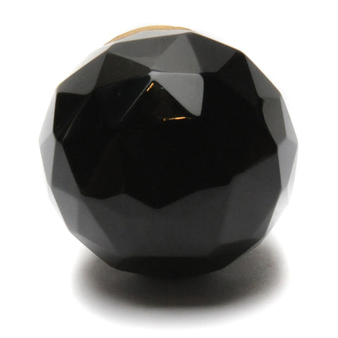 Black round faceted pull