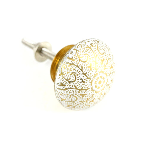 Brass embossed pull-white