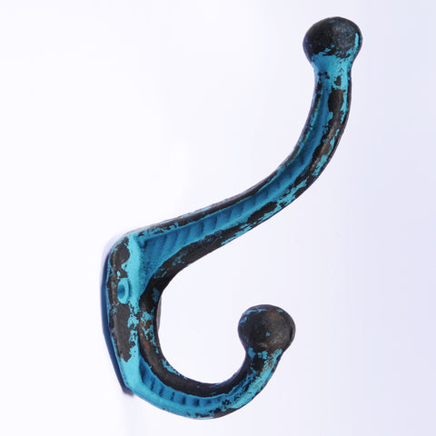 Cast iron distressed hook-blue