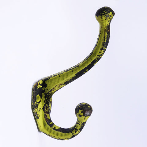 Cast iron distressed hook-green
