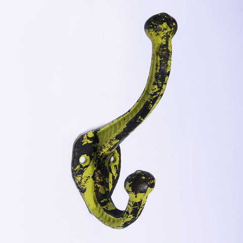 Cast iron distressed hook-green