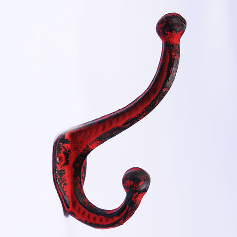 Cast iron distressed hook-red