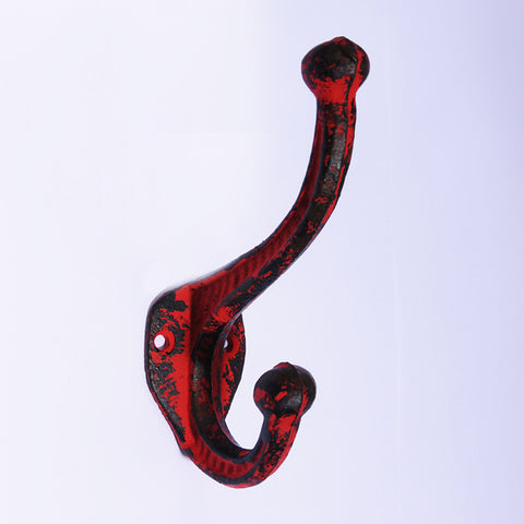 Cast iron distressed hook-red