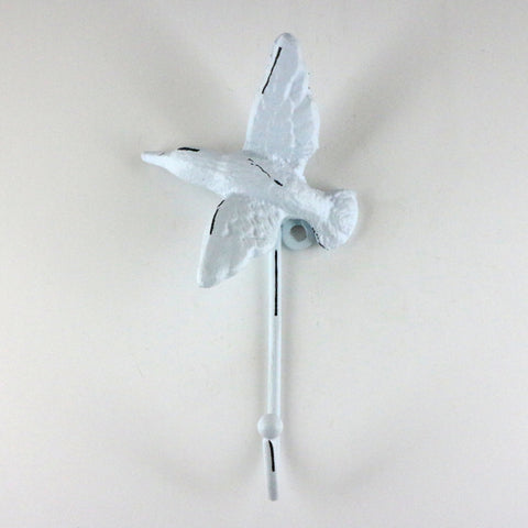 Cast iron hummingbird hook white