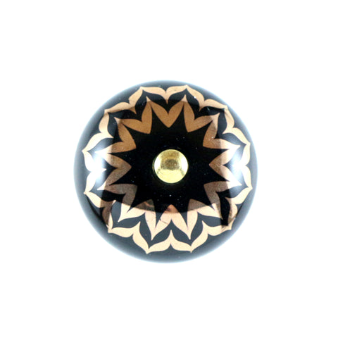 Black/gold ceramic zig zag motif pull