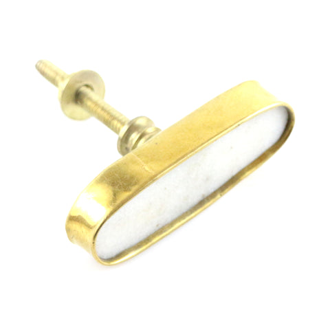 Marble and brass oblong shaped pull-white