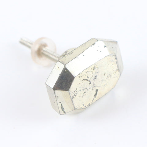 Distressed silver, octagon shaped glass pull