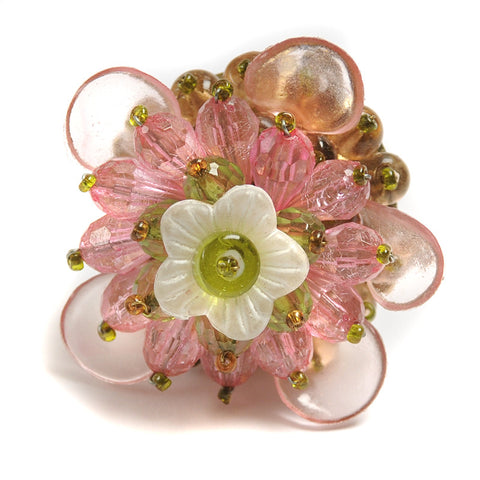 Acrylic beaded flower pull-pink