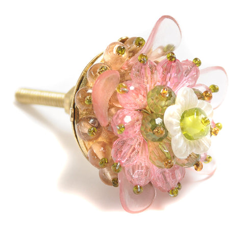 Acrylic beaded flower pull-pink