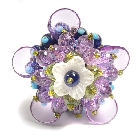 Acrylic beaded flower pull-purple