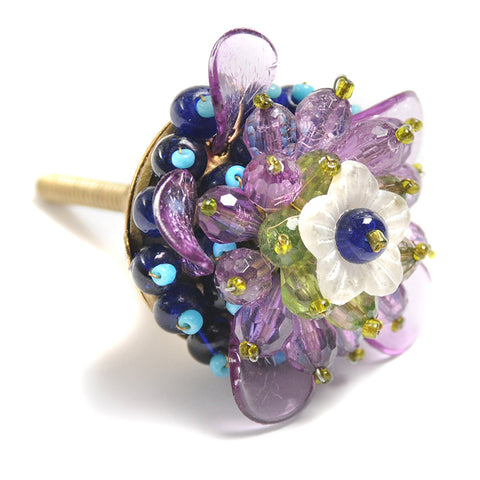 Acrylic beaded flower pull-purple