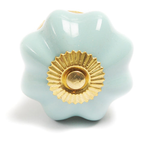 Ceramic pumpkin shaped pull-seafoam