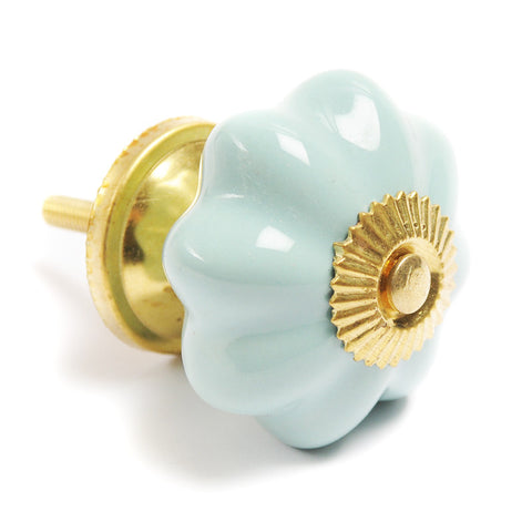 Ceramic pumpkin shaped pull-seafoam
