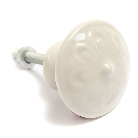 Ceramic embossed pull-ivory