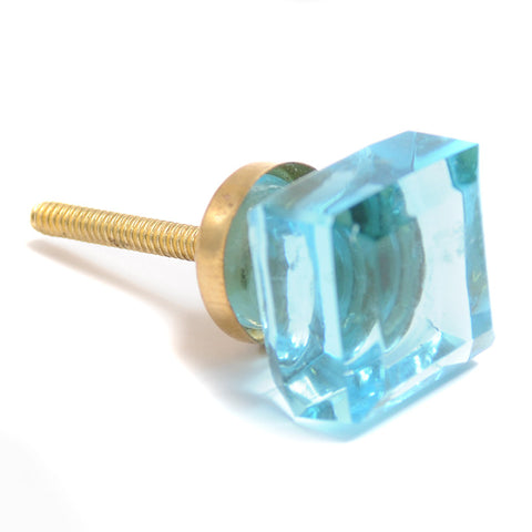 Small square glass pull-Turquoise