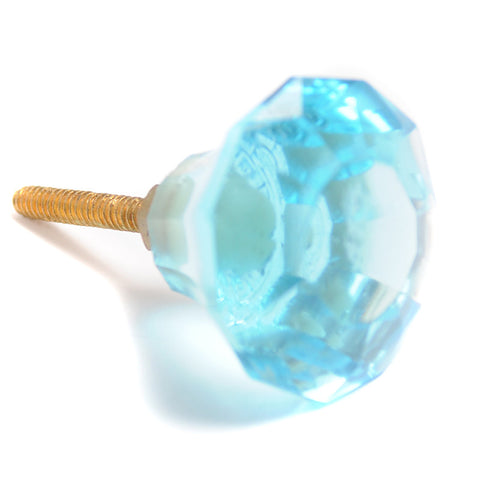Medium diamond glass pull-Turquoise