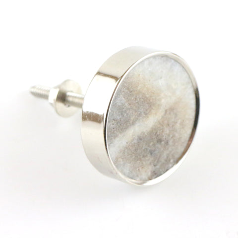 Flat marble and silver pull-taupe