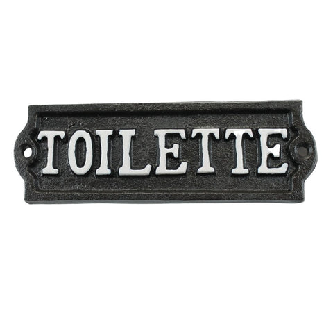 cast iron toilette sign pretty hardware