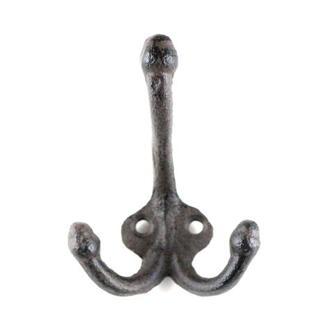 Cast iron triple hook-brown