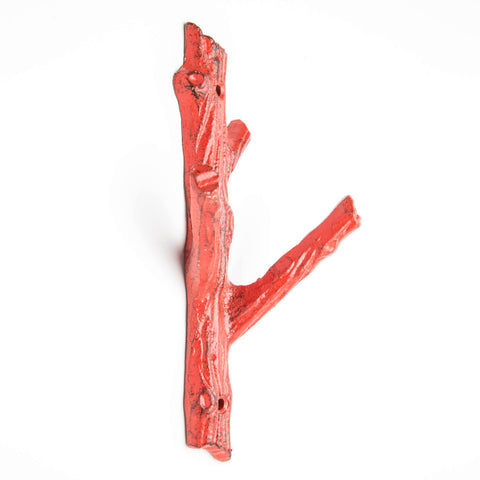 Medium cast iron branch hook-red