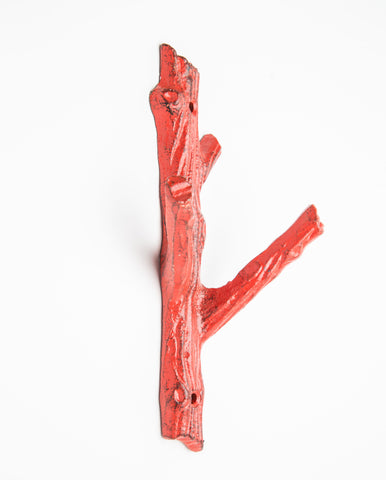 Medium cast iron branch hook-red