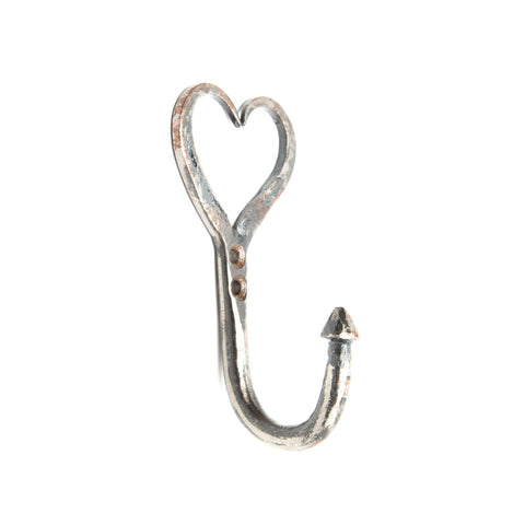 Iron forged heart hook-pewter