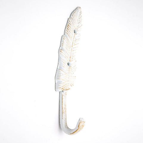 Cast iron feather hook-white